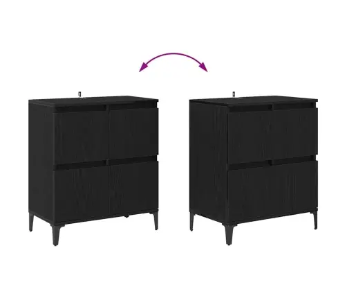 Kappide Külgedel 3 Pcs Must Tamm 60 X 35 X 70 Cm Tehispuit