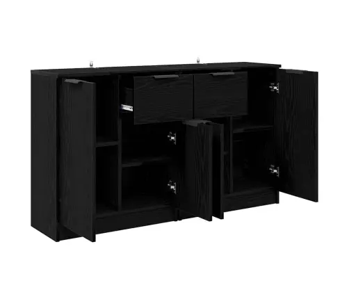 Kappide Külgedel 2 Pcs Must Tamm 60 X 30 X 70 Cm Tehispuit