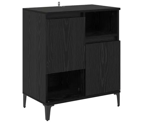 Sānu Skapji 2 Pcs Melns Ozolkoks 60 X 35 X 70 Cm Vidaxl