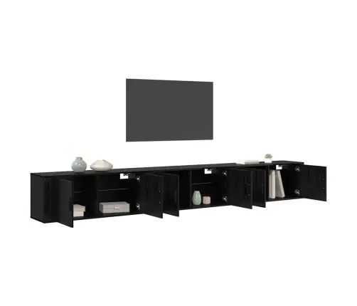 Sienā Piestiprināta Tv Skapīša Komplekts 3 Pcs Melns Ozolkoks Vidaxl