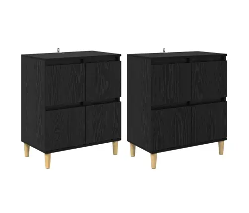 Sānu Skapji 2 Pcs Melns Ozolkoks 60 X 35 X 70 Cm Vidaxl