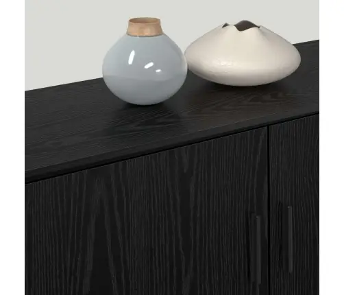 Sienā Piestiprināta Tv Skapīša Komplekts 2 Pcs Melns Ozolkoks Vidaxl