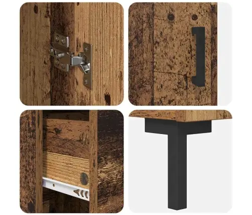 Augstais Skapītis Ar Atvilktni Vecs Koks 34,5 X 34 X 180 Cm Vidaxl