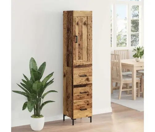 Augstais Skapītis Ar Atvilktni Vecs Koks 34,5 X 34 X 180 Cm Vidaxl