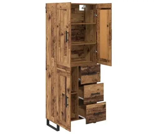 Augstais Skapītis 2 Pcs Vecs Koks Koka Un Stikla Materiāls Vidaxl