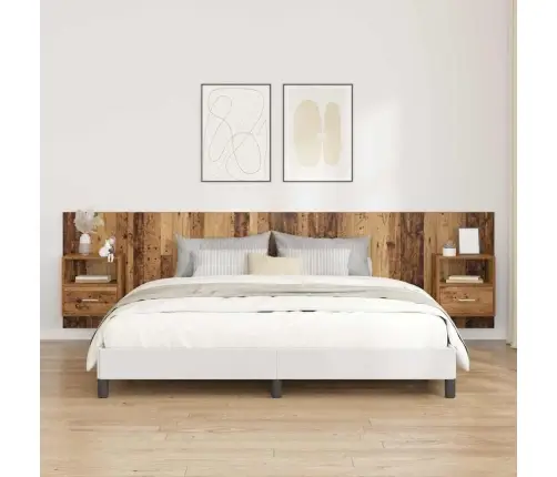 Gultas Galva Ar Skapīšu 3 Pcs Vecs Koks Inženierijas Koks Vidaxl