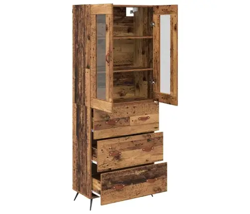 Didelė Spintelė Su Stalčių 2 Pcs Senas Medis Apdirbta Mediena