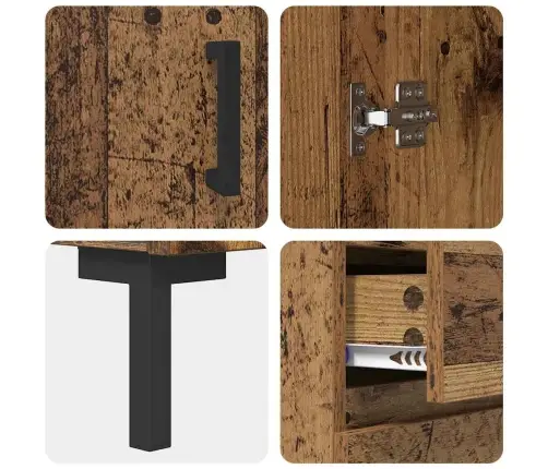 Aukštas Spintelė Su Stalčių Senas Medis 69,5 X 34 X 180 Cm