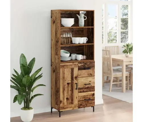 Aukštas Spintelė Su Stalčių Senas Medis 69,5 X 34 X 180 Cm