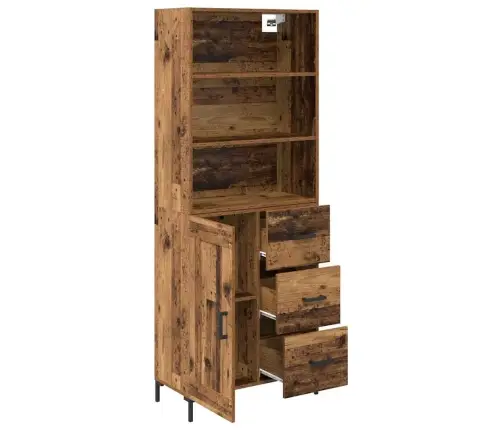 Aukštas Spintelė Su Stalčių Senas Medis 69,5 X 34 X 180 Cm