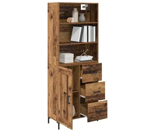 Aukštas Spintelė Su Stalčių Senas Medis 69,5 X 34 X 180 Cm