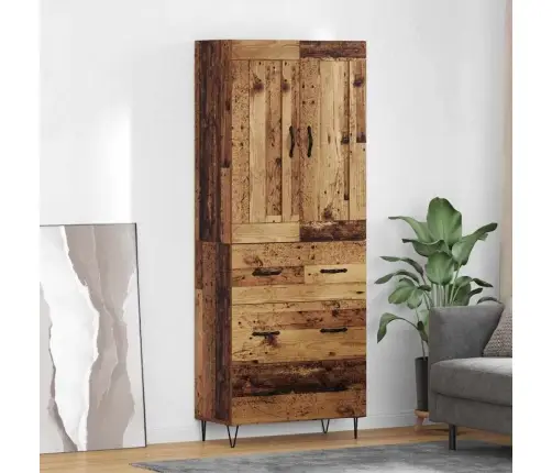 Augstais Skapītis Ar Atvilktni Vecs Koks 69,5 X 34 X 180 Cm Vidaxl