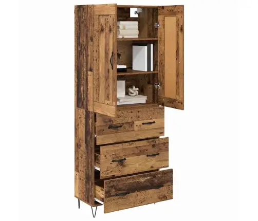 Augstais Skapītis Ar Atvilktni Vecs Koks 69,5 X 34 X 180 Cm Vidaxl