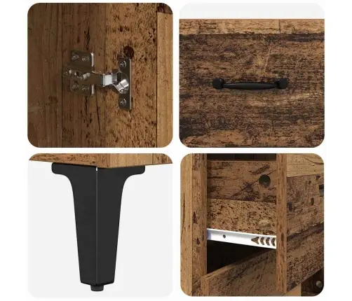 Augstais Skapītis Ar Atvilktni Vecs Koks 69,5 X 34 X 180 Cm Vidaxl