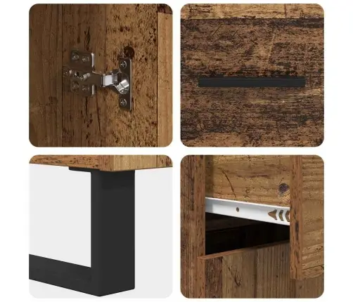 Augstais Skapītis 2 Pcs Vecs Koks Koka Un Stikla Materiāls Vidaxl