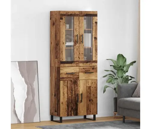 Augstais Skapītis 2 Pcs Vecs Koks Koka Un Stikla Materiāls Vidaxl
