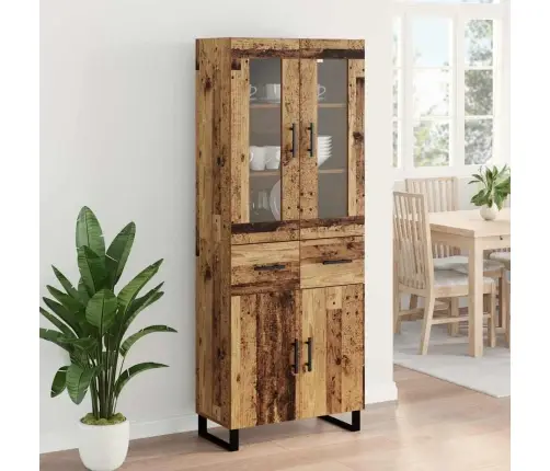 Augstais Skapītis 2 Pcs Vecs Koks Koka Un Stikla Materiāls Vidaxl