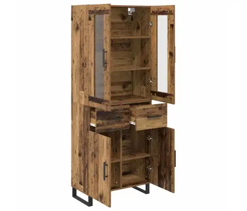 Augstais Skapītis 2 Pcs Vecs Koks Koka Un Stikla Materiāls Vidaxl