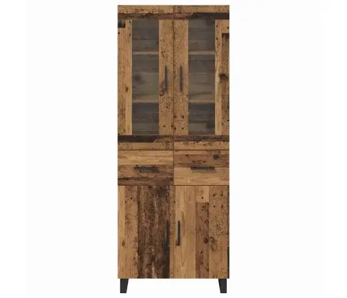 Augstais Skapītis 2 Pcs Vecs Koks Koka Un Stikla Materiāls Vidaxl