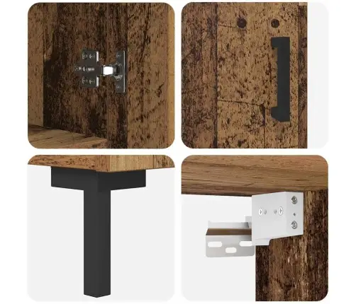 Augstais Skapītis Vecs Koks 69,5 X 34 X 180 Cm Vidaxl