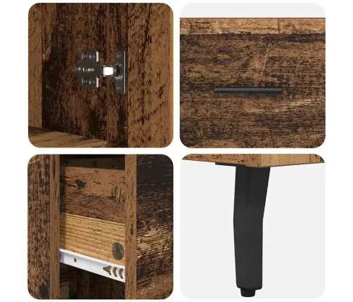 Augstais Skapītis Ar Atvilktni Vecs Koks 69,5 X 34 X 180 Cm Vidaxl