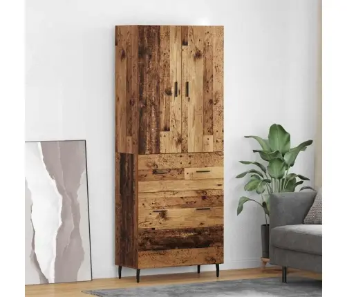 Augstais Skapītis Ar Atvilktni Vecs Koks 69,5 X 34 X 180 Cm Vidaxl