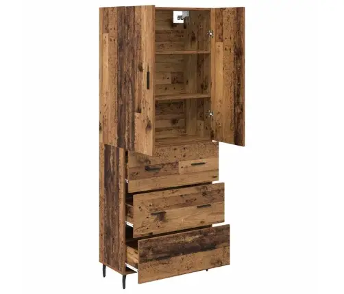 Augstais Skapītis Ar Atvilktni Vecs Koks 69,5 X 34 X 180 Cm Vidaxl