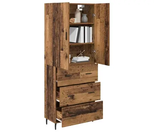 Augstais Skapītis Ar Atvilktni Vecs Koks 69,5 X 34 X 180 Cm Vidaxl