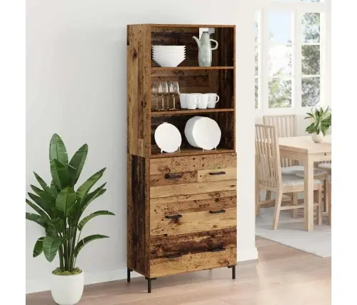 Augstais Skapītis Ar Atvilktni Vecs Koks 69,5 X 32,5 X 180 Cm Vidaxl