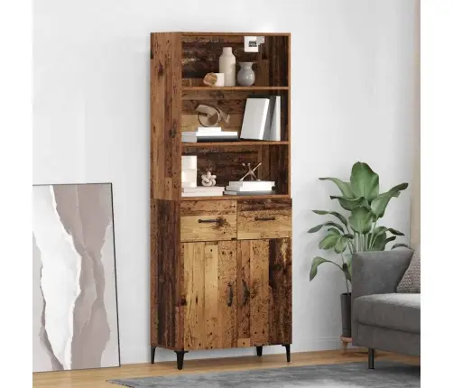 Augstais Skapītis Ar Atvilktni Vecs Koks 69,5 X 34 X 180 Cm Vidaxl