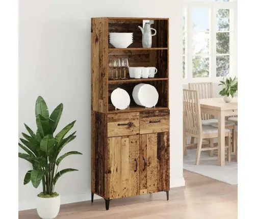 Augstais Skapītis Ar Atvilktni Vecs Koks 69,5 X 34 X 180 Cm Vidaxl