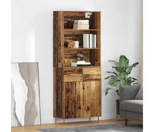 Aukštas Spintelė Su Stalčių Senas Medis 69,5 X 34 X 180 Cm