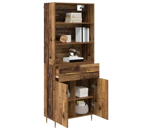 Aukštas Spintelė Su Stalčių Senas Medis 69,5 X 34 X 180 Cm