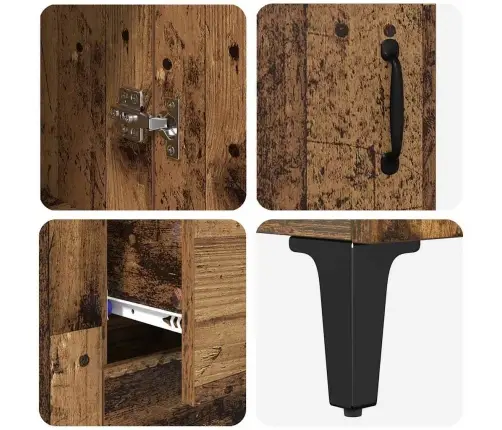 Augstais Skapītis Ar Atvilktni Vecs Koks 69,5 X 34 X 180 Cm Vidaxl