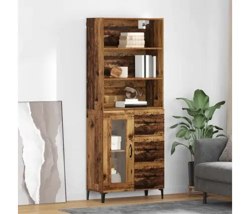 Augstais Skapītis Ar Atvilktni Vecs Koks 69,5 X 34 X 180 Cm Vidaxl