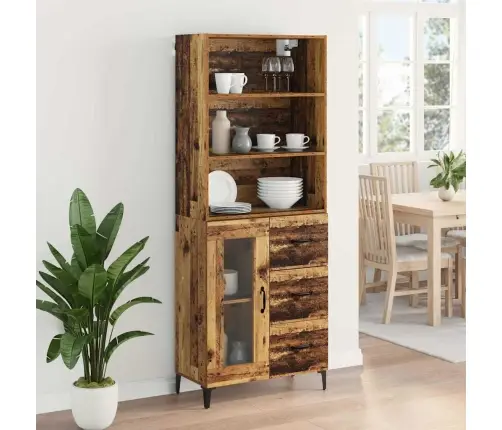 Augstais Skapītis Ar Atvilktni Vecs Koks 69,5 X 34 X 180 Cm Vidaxl