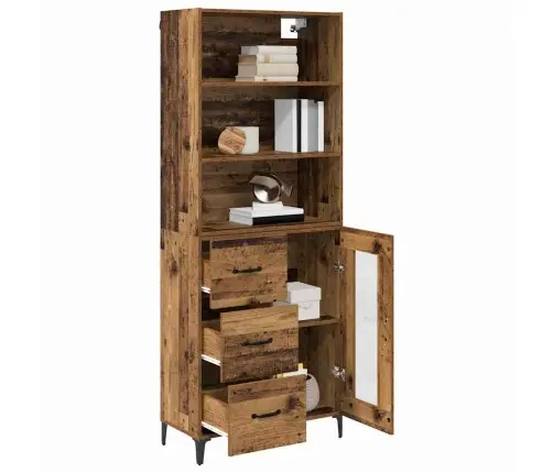 Augstais Skapītis Ar Atvilktni Vecs Koks 69,5 X 34 X 180 Cm Vidaxl