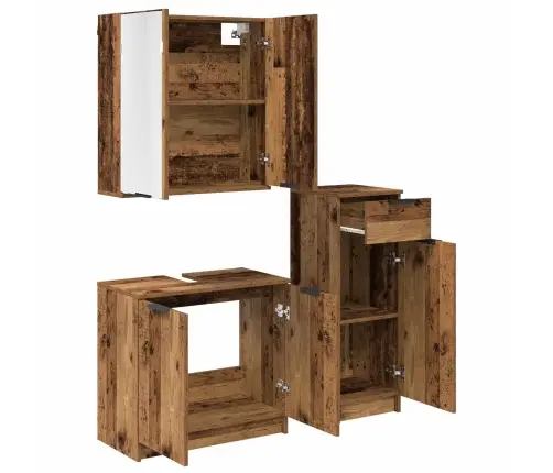 Vannas Istabas Mēbeļu Komplekts Ar Atvilktni 3 Pcs Vecs Koks Vidaxl