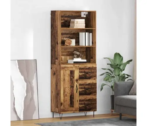 Augstais Skapītis Ar Atvilktni Vecs Koks 69,5 X 32,5 X 180 Cm Vidaxl