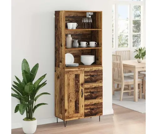 Augstais Skapītis Ar Atvilktni Vecs Koks 69,5 X 32,5 X 180 Cm Vidaxl