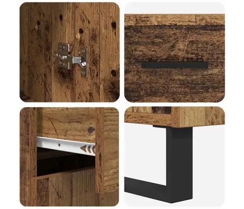 Augstais Skapītis 2 Pcs Vecs Koks Koka Un Stikla Materiāls Vidaxl