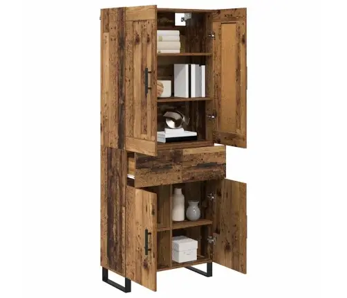 Augstais Skapītis 2 Pcs Vecs Koks Koka Un Stikla Materiāls Vidaxl