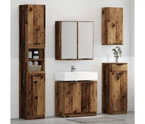 Vannitoa Mööbleset Sahtliga Riiuliga 5 Pcs Vana Puit Tehispuit