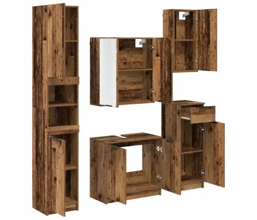 Vannitoa Mööbleset Sahtliga Riiuliga 5 Pcs Vana Puit Tehispuit