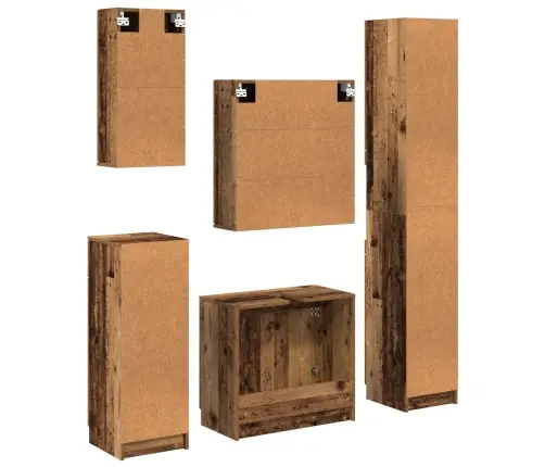 Vannitoa Mööbleset Sahtliga Riiuliga 5 Pcs Vana Puit Tehispuit