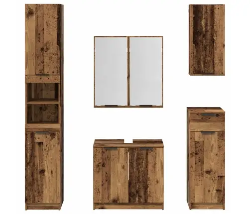 Vannitoa Mööbleset Sahtliga Riiuliga 5 Pcs Vana Puit Tehispuit