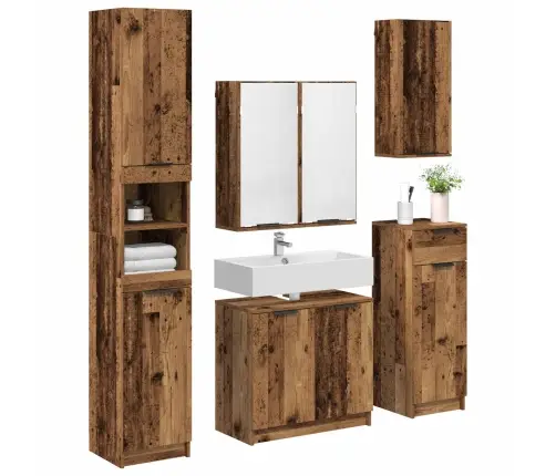 Vannitoa Mööbleset Sahtliga Riiuliga 5 Pcs Vana Puit Tehispuit