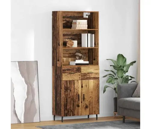 Augstais Skapītis Ar Atvilktni Vecs Koks 69,5 X 34 X 180 Cm Vidaxl