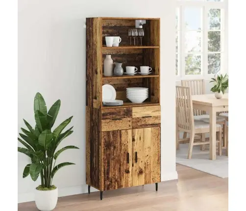 Augstais Skapītis Ar Atvilktni Vecs Koks 69,5 X 34 X 180 Cm Vidaxl