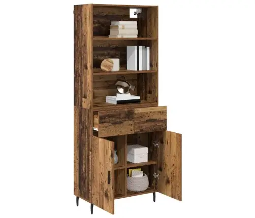 Augstais Skapītis Ar Atvilktni Vecs Koks 69,5 X 34 X 180 Cm Vidaxl